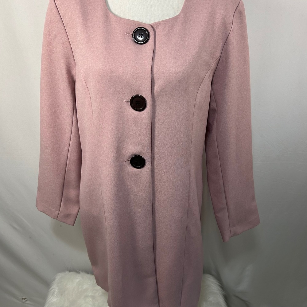 Wear Abouts Women's Pink Coat Jacket 3 Button‎ Front Square Neck Career Casual - Picture 3 of 9